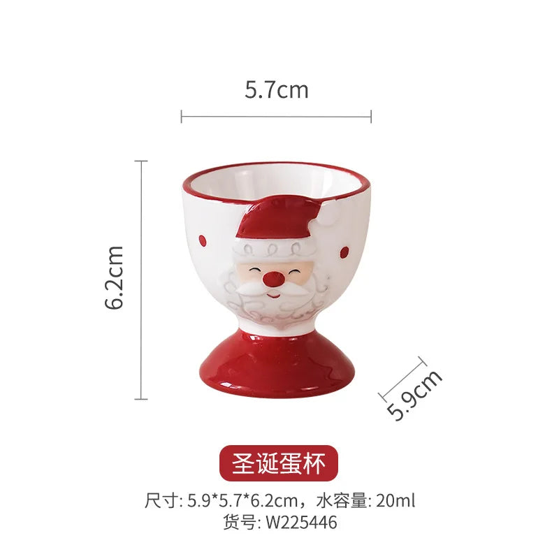 Nordic Stitching Santa Claus Dishes Plates Tableware Set Embossed Sealed Jar Seasoning Jar Western Ceramic Flat Plate Cup