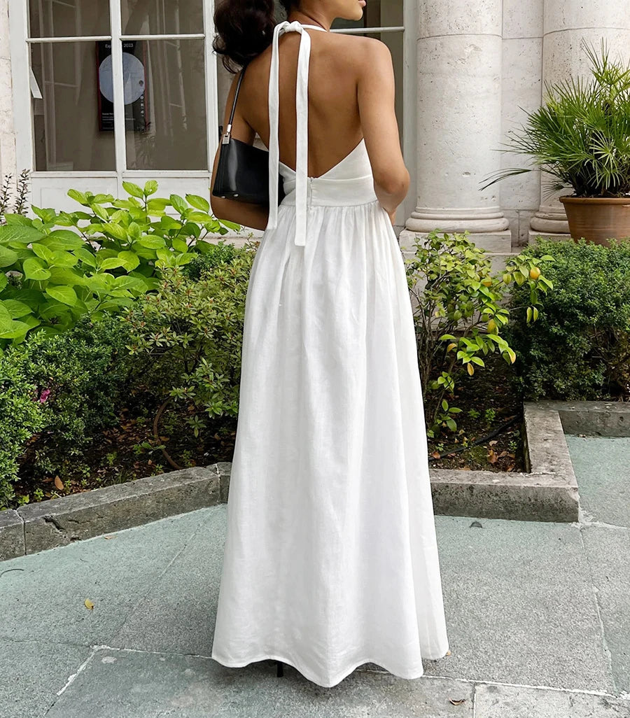 2023 neue Frauen Sommer Baumwolle Lange Kleid Ärmellose Sexy V-ausschnitt Boho Maxi Kleid Lose Stil Lange Kleid Vestidos Kleidung.