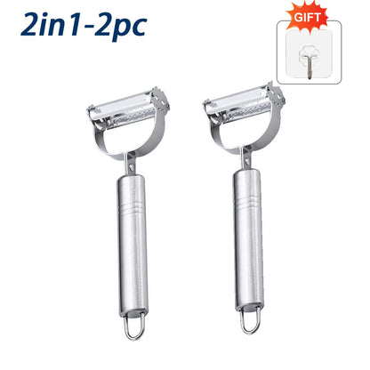 Stainless Steel Vegetable Peeler 4-in-1 Multi-Function Kitchen Tool with Anti-Slip Ergonomic Handle for Potato Carrot Cucumber