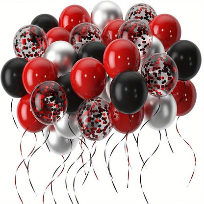 30-teiliges schwarz-rotes Ballon-Konfetti-Luftballons-Set für Geburtstag, Party-Dekoration, Jahrestag, Abschlussfeier, Innendekoration.