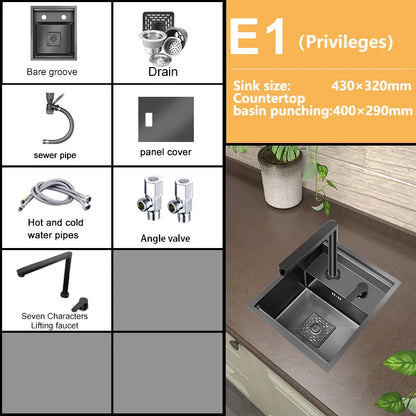 Small Hidden Sink Stainless Steel Kitchen Sink Mini Bar Single Slot Touring Car Wash Basin With Cover Plate Apartment