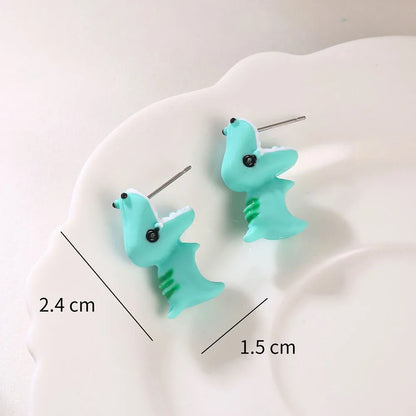 2023 New Fashion Cute Animal Stud Earrings Women Cartoon Small Black Cat Bear Shark Dinosaur Earring Ear Stud Girl Funny Jewelry