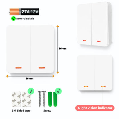 433 MHz intelligenter Lichtschalter AC 110 V 220 V Empfänger und 1/2/3 Gang 86 kabelloser Drucktastenschalter, Übertragung 50 m für Heimwerker.