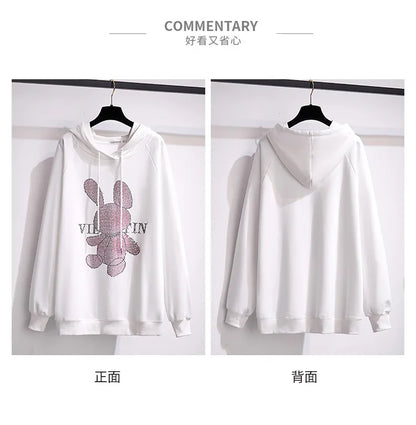 175Kg Plus Größe frauen Fehlschlag 170 Herbst Winter Neue Lose Fleece Cartoon Mit Kapuze Sweatshirt Schwarz Weiß 6XL 7XL 8XL 9XL 10XL 11XL.