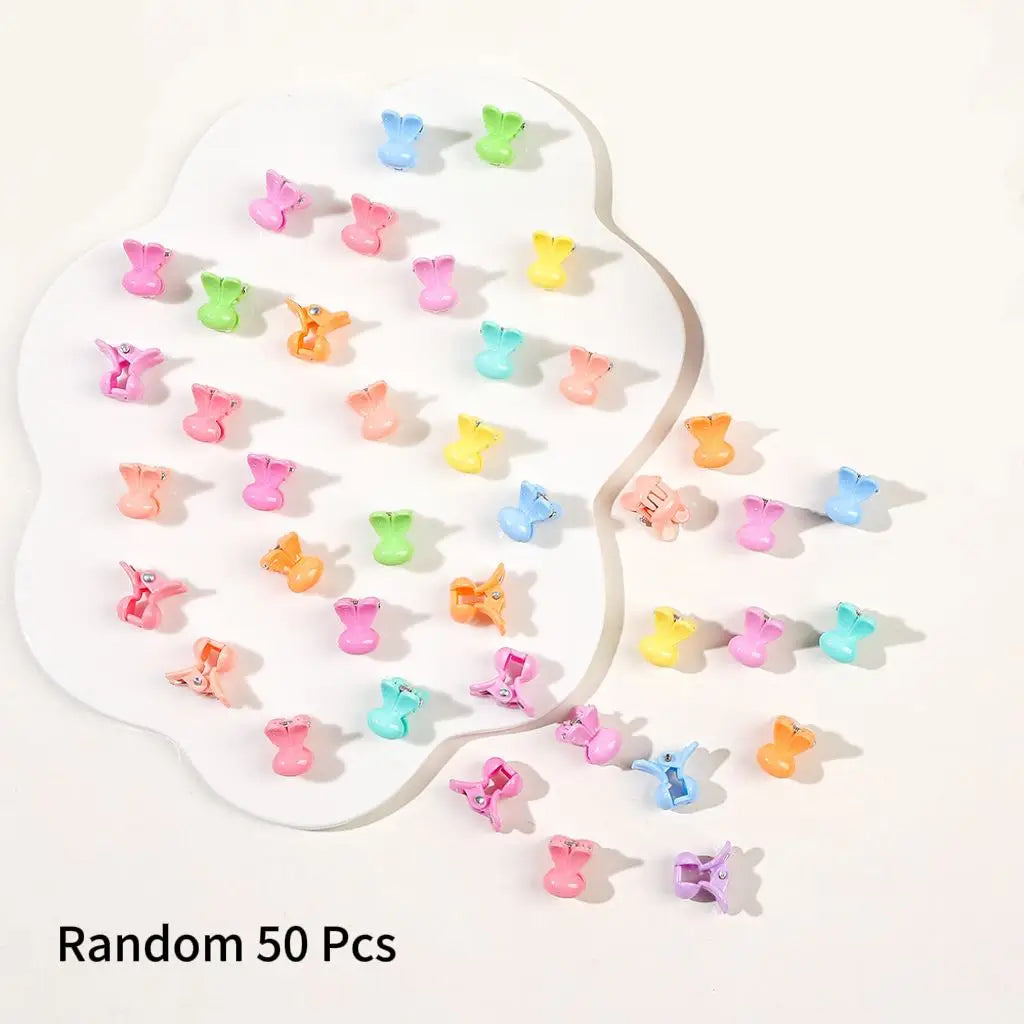 50Pcs Flower Hair Clips Multi color Mini Cute Hair Styling Accessories for Girls and Women Birthday Gifts,10 Colors at Least.