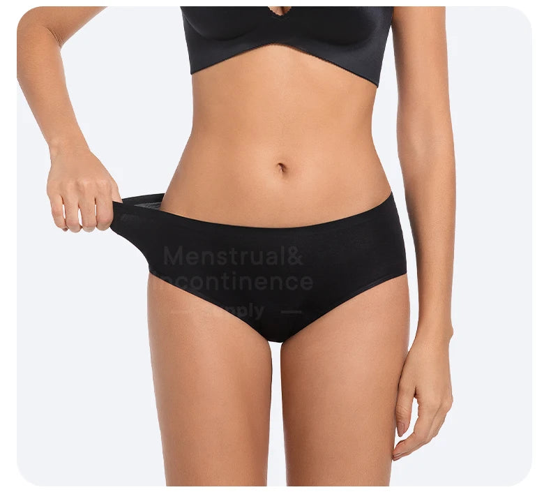 Women's Physiological Briefs Bamboo Fiber Super Absorption Mid-waist Menstrual Panties 4-Layer Leakproof    Protection.