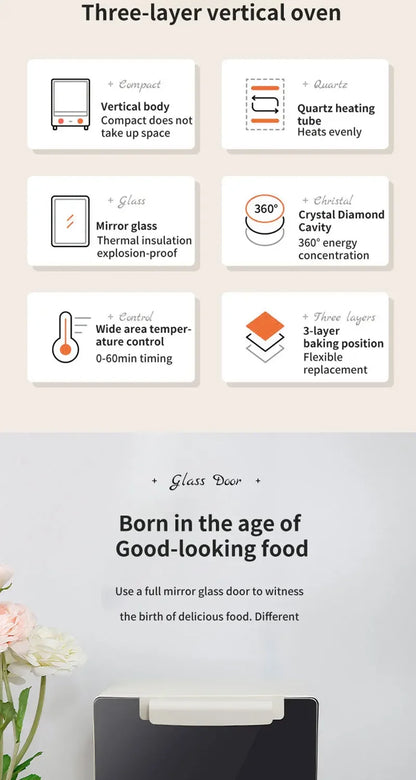 12L Large Capacity Electric Air Fryer Toaster Oven Mechanical Household Kitchen 360° Baking Convection Oven Oil-Free Deep Fryer.