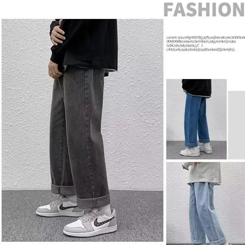 2025 Men Baggy Casual Jeans Male High Street Straight Leg Denim Pants American Classic Retro Summer Casual Long Trousers.