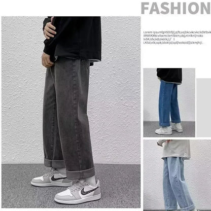 2025 Men Baggy Casual Jeans Male High Street Straight Leg Denim Pants American Classic Retro Summer Casual Long Trousers.