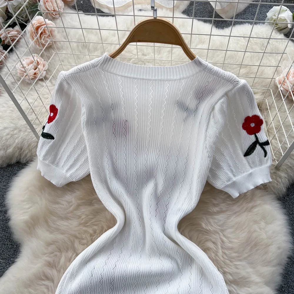 Häkeln kleider stricken aus geschnittenes kleid jurk dames strand kleider für frauen 2023 kurz ärmel ige weibliche vestidos mujer maxi langes kleid.