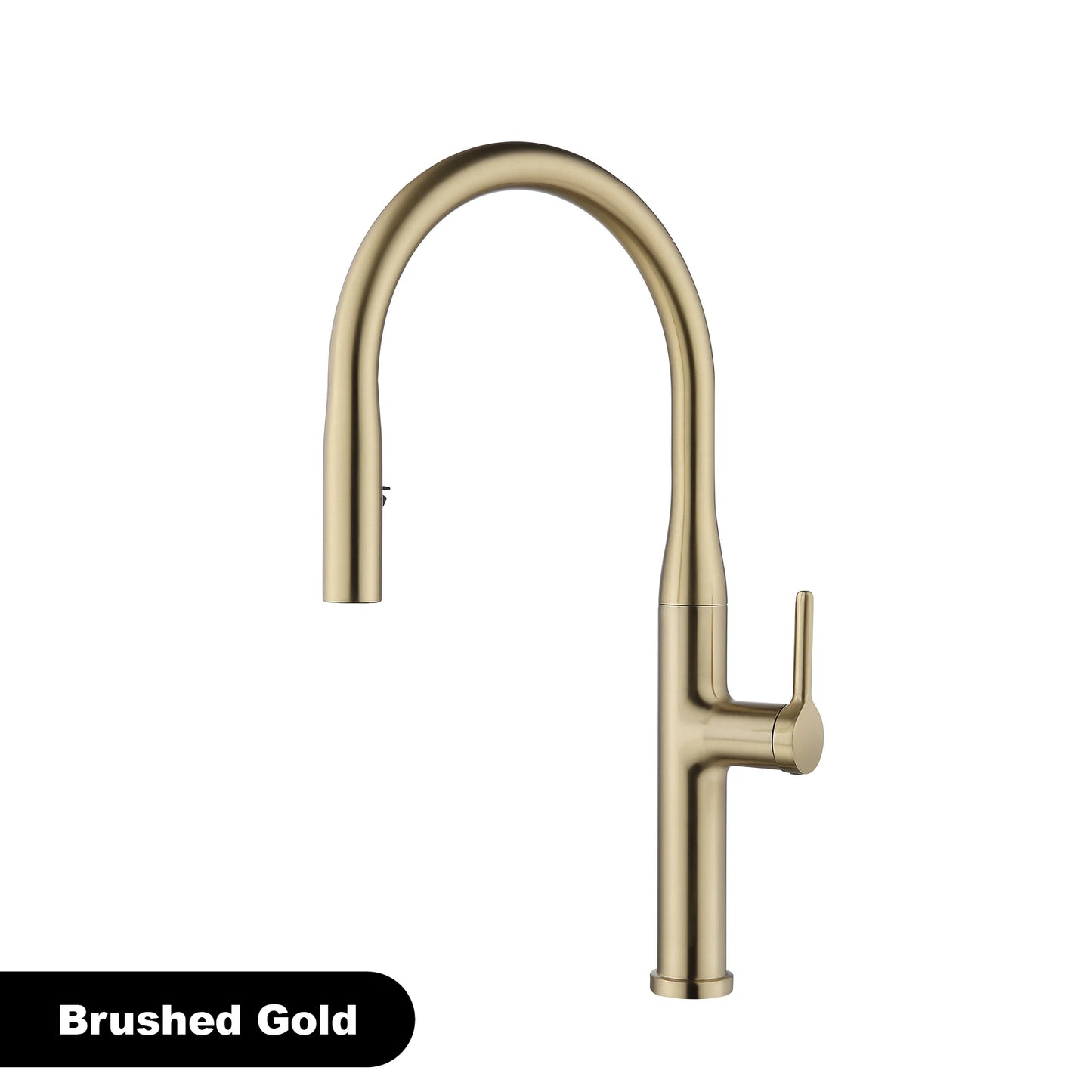 Luxury Brushed Gold Brass Pull Out Kitchen Faucet with Ceramic Cartridge Hot Cold Water Sink Tap Modern High End Sprayer Durable