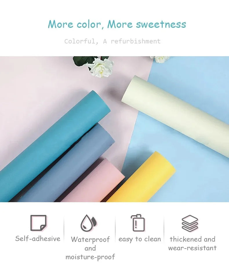 Macaron-Tapete, selbstklebende Aufkleber für Schlafzimmer, Schlafsaal, Renovierung, wasserdichte und schimmelresistente Hintergrund-Wandaufkleber