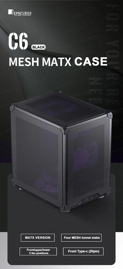 Jonsbo C6-ITX Handle Case MATX ITX MESH Boards Type-c ATX Power Supply Desktop Game Office Small Cooling Computer C6 Chassis.