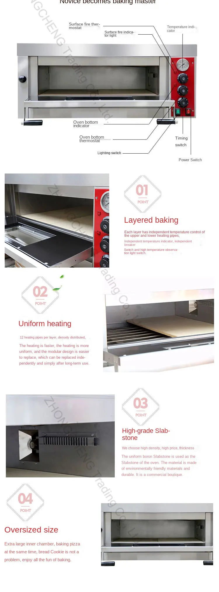 220v Electric Professional Commercial Single-layer Pizza Electric Oven Italian Pizza Oven Pizza500 Degree Grilled Chicken Fish M.