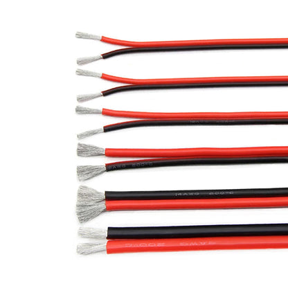 Super Soft 2 Pin Black Red Silicone Cable 28awg 26 24 22 20 18 16 14 12awg 10awg 8awg High Temperature Resistant Tin-Copper Wire.