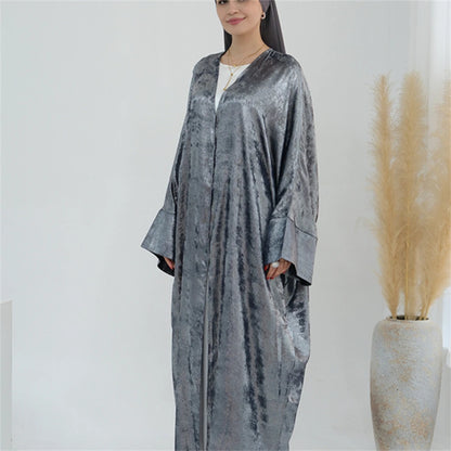 Ramadan Shiny Satin Open Kimono Abaya Dubai Luxury 2025 Muslim Kaftan Dress Abayas For Women Islam Clothing Robe Femme Musulmane