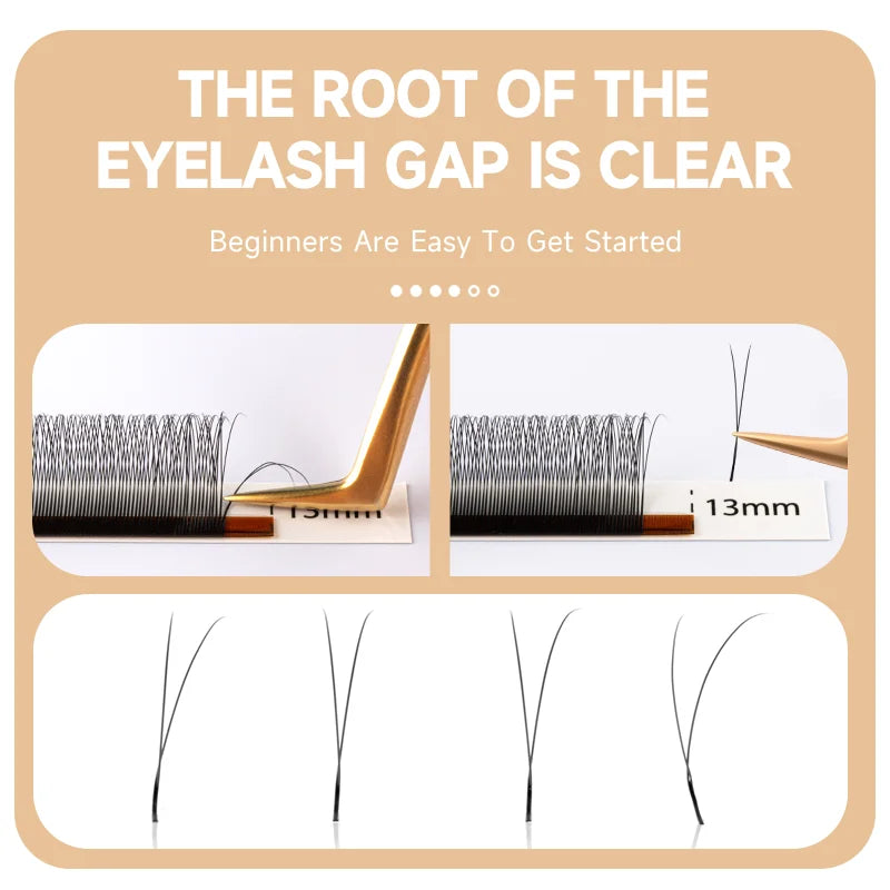 JASBLUE 2D Y Shape Eyelash Extensions Single Tip Y Premade Fans Y Lashes extensions Light Y Shape Eyelashes Lines.