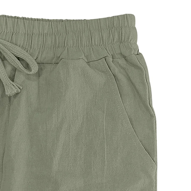 Frühling Sommer Dünne männer Casual Leinen Hosen Strand Stil Kordelzug Gerade Bein Lange Hosen Hochwertige Bequeme Passform