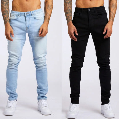 New Style of Denim Men's Jeans Cross-border Ins Trendy Black Slim High Waist Denim Pants Men.