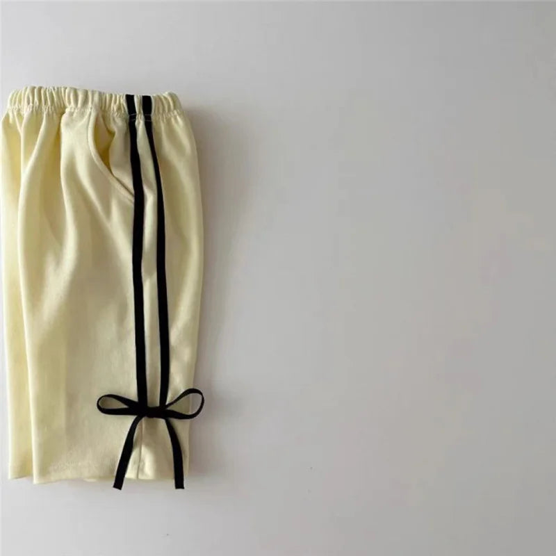 2024 Spring New Kids Clothing Sets Children Long Sleeve Suits Baby Girls Bow Sweatshirt+Pants 2Pcs Toddler Versatile Outfits