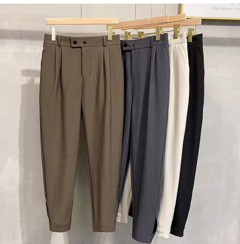 Luxury Fashion Straight Men's Casual Pants Spring Summer New Korean Suit Pant Harem Business Formal Male Trousers Trendy Brand.