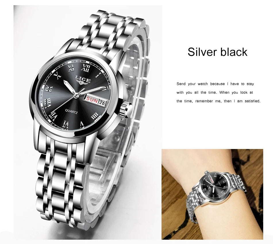 LIGE 2025 New Gold Watch Women Watches Ladies Creative Steel Women's Bracelet Watches Female Waterproof Clock Relogio Feminino.