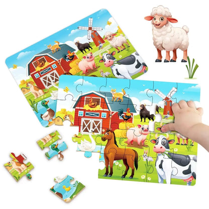 Kids Cartoon Animal Jigsaw Puzzles Montessori Educational Toys Parent-Child Theme Game Paper Educational Gift for Children