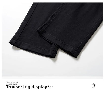 New Style Jeans Black Men's Slim Korean Style Comfortable Straight Leg Elastic Mid Waist Pants Autumn Winter Casual Denim Pants.