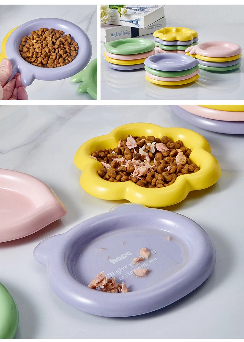 Cat Ceramic Food Basin Pet Small Size Canned Snack Feeding Dish Bowls Puppy Cute Eating Feeders Kitten Supplies.