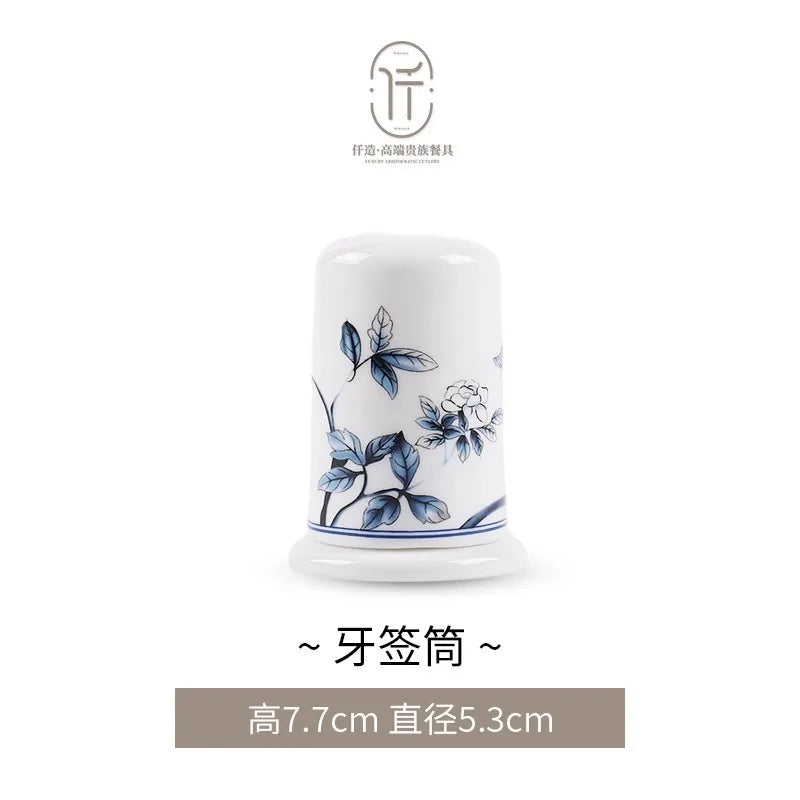 Blue Peacock Bone China Dining Plate Blue and White Kitchen Tableware Flower Ceramic Tableware Home Dining Bar Main Course Plate