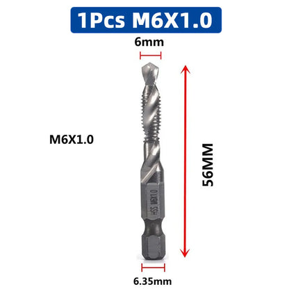 SIQICNC Schaft Titanbeschichtetes HSS-Schraubgewinde Metrisches Gewindebohrer Bohrer Schraubenmaschine Compound Tap M3 M4 M5 M6 M8 M10 Handwerkzeuge