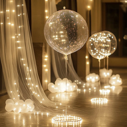 10 Stück LED-Leuchtballons, die im Dunkeln leuchten, transparente LED-Bobo-Luftballons mit Lichterkette für Geburtstag, Hochzeit, Party, Dekoration.