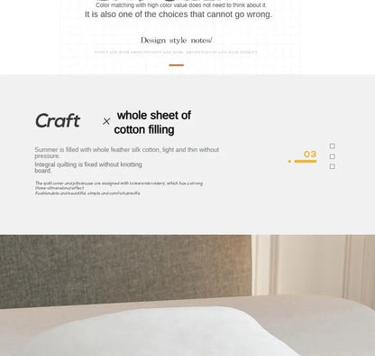 2025 new Japanese polyester cotton quilted summer quilt skin-friendly washable light luxury style solid color lightweight.