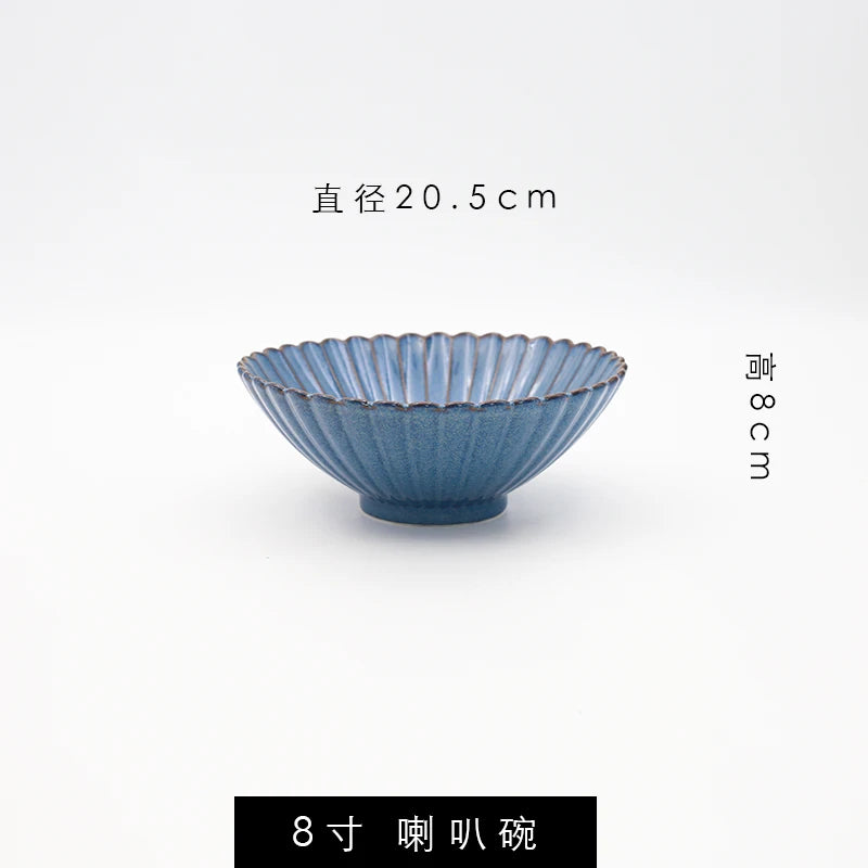 Retro Household Ceramic Tableware Kiln Variable Glaze Western Plate Creative Long Plate Main Dish Dinner Plate Kitchen Supplies