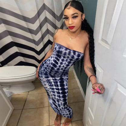 Sommer Lange Kleider Für Frauen Bodycon Brust Wrap Print Off Schulter Verband Schlank Sexy Kleid 2024 Neue Mode Party Vestidos