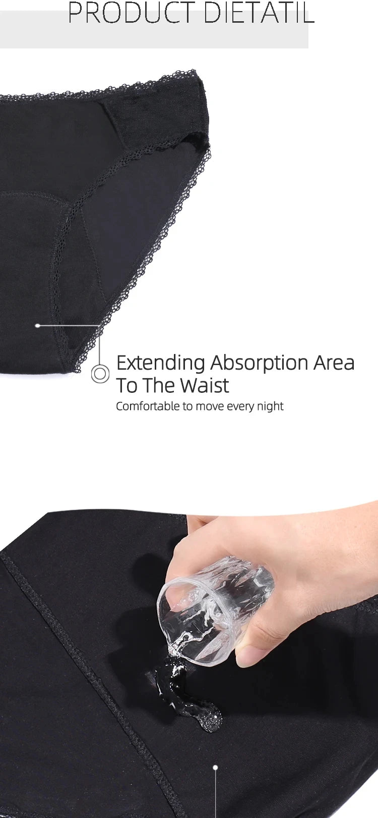 2pcs plus size Menstrual Panties 4 Layers Leak-proof Physiological Period Underwear Briefs Breathable Pants For Women.