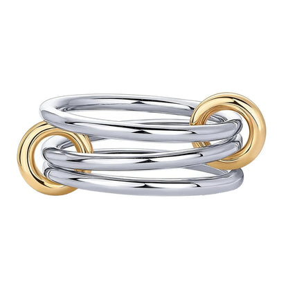 A Niche Two-Color Four-Ring Copper Jewelry Ring, Hypoallergenic, Ins Style, Stacking Artifact, Suitable For Young Women.