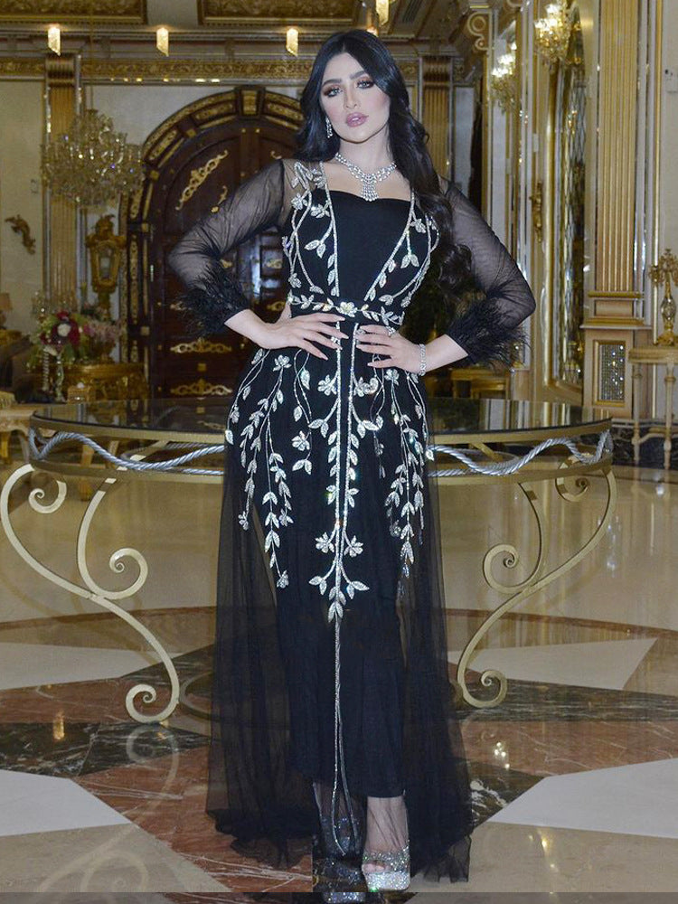 Indien Türkei Muslimischen Abaya Kleider Frauen Elegante Diamant Hochzeit Abend Party Kleid Spitze Gürtel Abaya Marokko Kaftan Robe.