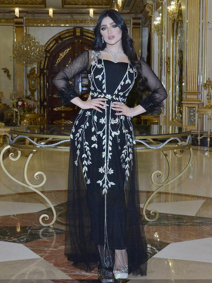 Indien Türkei Muslimischen Abaya Kleider Frauen Elegante Diamant Hochzeit Abend Party Kleid Spitze Gürtel Abaya Marokko Kaftan Robe.