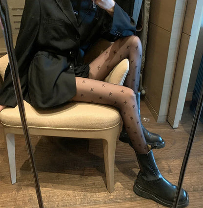 Black Polka Dot Butterfly Knot Tights Ultra Thin Women's Stockings Prevent Snagging Sexy Silk Pantyhose Spring Summer.