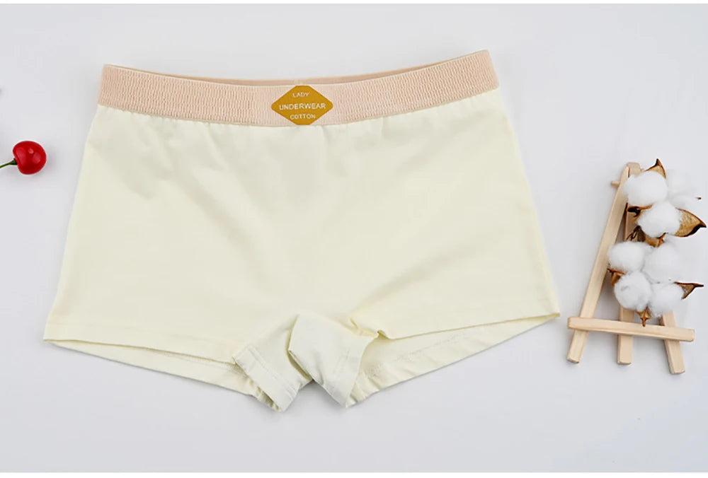 3PCS/Pack 100% Cotton Multicolor Solid Women's Boxer Knit Breathable Panties Underwear Soft High Elastic Mid-rise Thin Boyshorts.