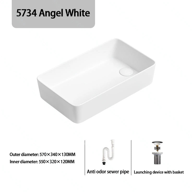 Luxuriöses Keramikgefäßwaschbecken, quadratisches Badezimmerwaschbecken, Arbeitsplatte, Kunstwaschbecken für Waschtischplatte, Keramik-Badezimmerwaschbecken für den Heimgebrauch