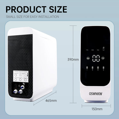 OSWNKW Reverse Osmosis Water Filtration System - 600GPD High Flow, Tankless, Reduced TDS, Compact, 1:2 Drain Ratio, Mineralized.