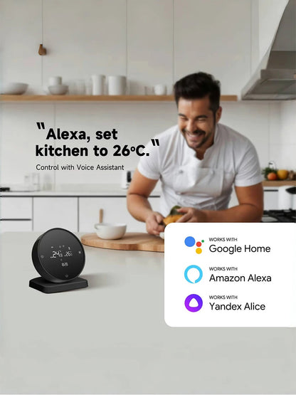 RKHK Tuya WiFi Smart Thermostat，RF Wireless Receiver Temperature Controller，For Water Gas Boiler Support Alexa and Google Home.