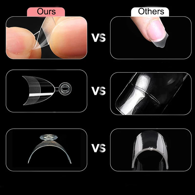 120-600Pcs False Nail Tips Soft Gel Fingertip Semi-matte Square French Coffin Full Half Cover Artificial Fake Nails Extension.