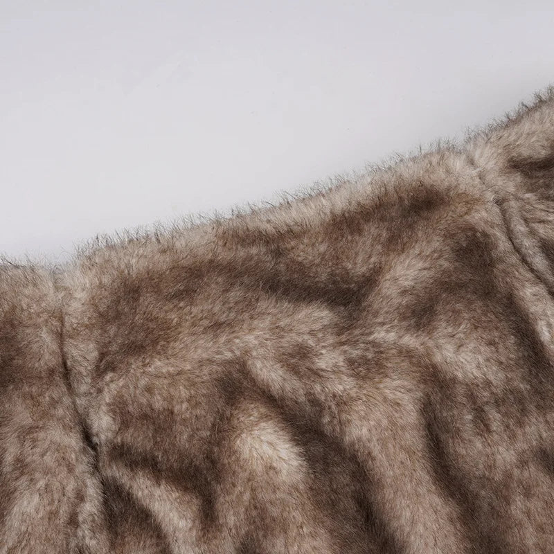 Faux Fur Bodycon Mini Skirts 2025 Fall Winter Women Fashion Sexy Low Waist Hipster Furry Night Clubwear Bottoms Streetwear Skirt.