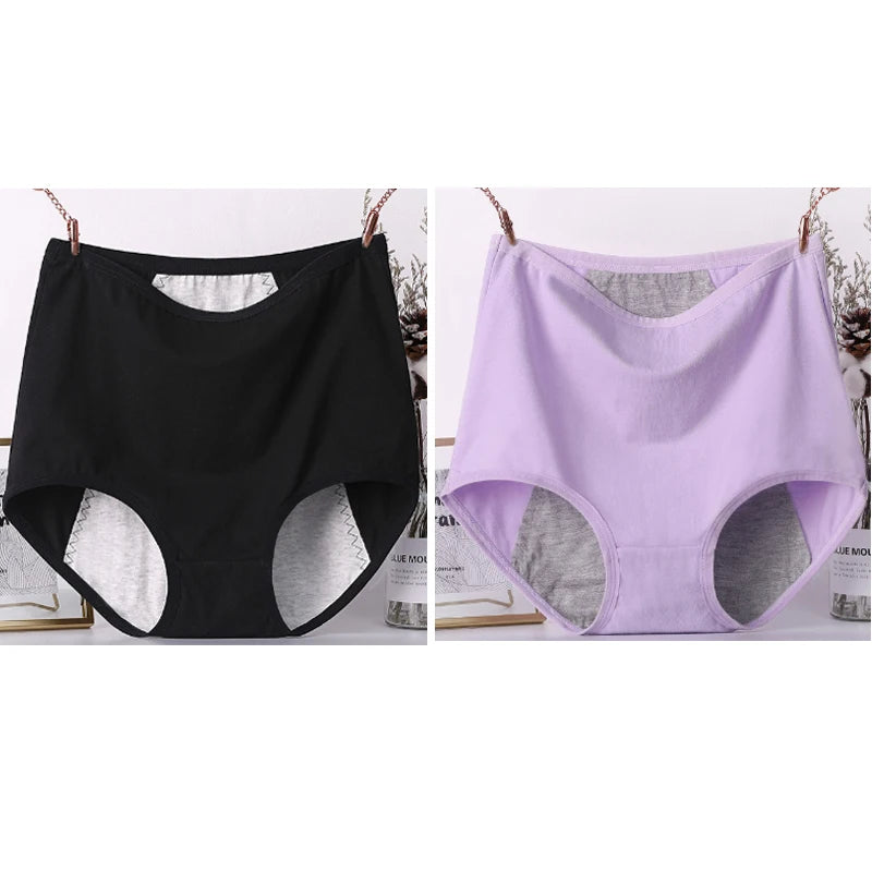 2pcs Girl Menstrual Panties Women's Physiological Briefs Ladies Period Leak Proof Panty High Waist Cotton Underwear