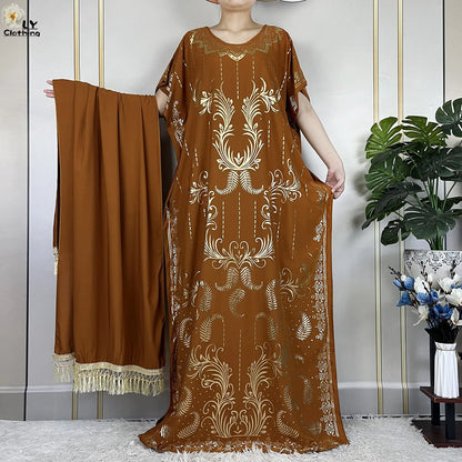 Neue Sommer Abaya für Frauen lässig Kurzarm weiches Baumwoll kleid Dubai Kaftan lose Dame Maxi Islam afrikanisches Kleid mit großem Schal