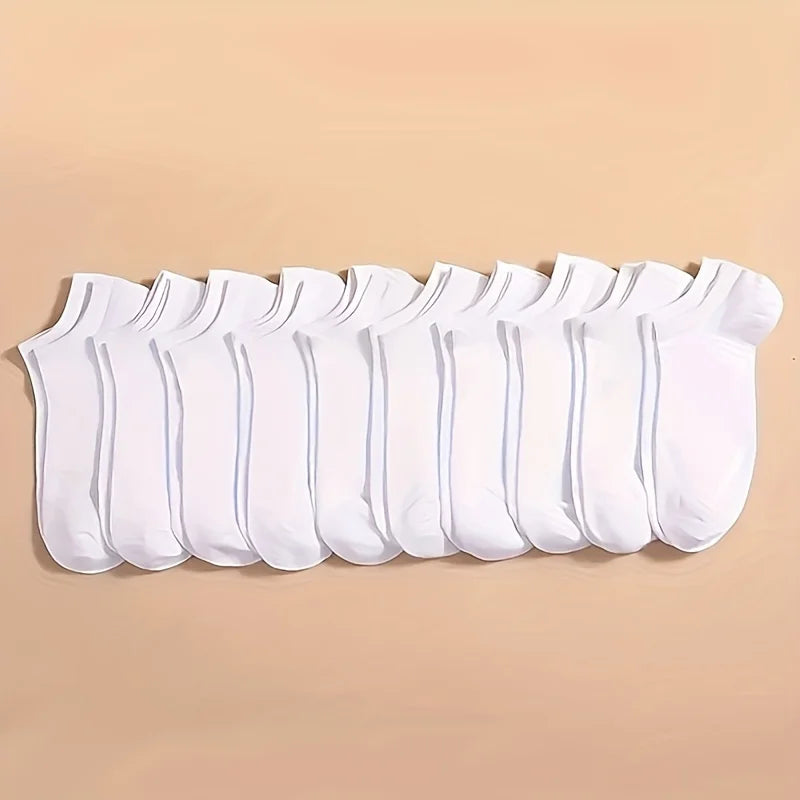 10/20/30/40/60 Pairs Of Unisex Solid Color Socks Comfy Breathable Soft Sweat Absorbent Socks For Daily And Outdoor Wearing.