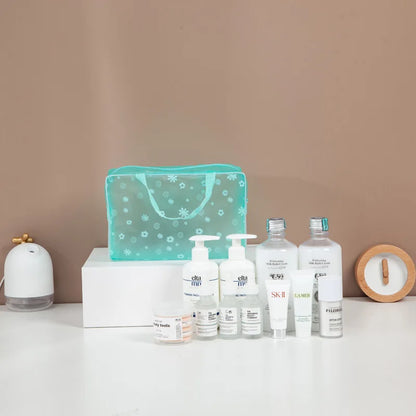 5 Color Waterproof PVC Cosmetic Storage Bag Women Transparent Organizer for Makeup Pouch Compression Travelling Bath Bags.